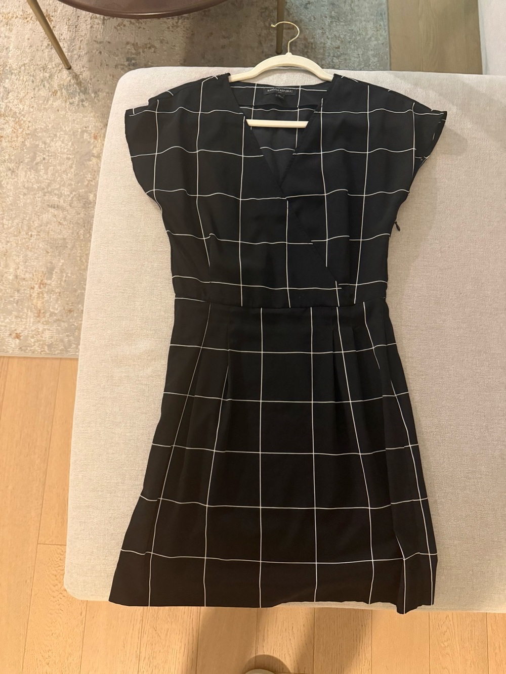 Banana Republic Black Windowpane Midi Dress